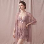 Elegant Lace Pink Nightwear Set