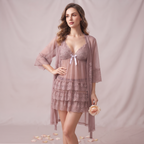 Elegant Lace Pink Nightwear Set