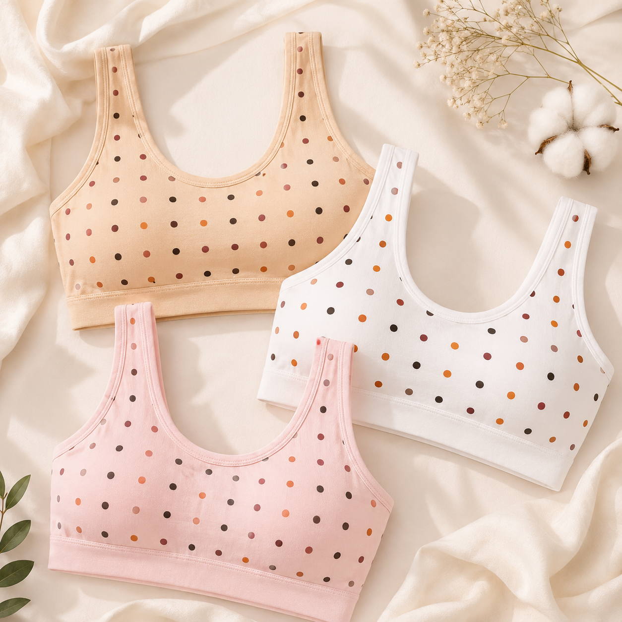 Soft Cotton Bra – Pack of 3 (Classic Colors)